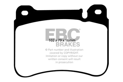 EBC Mercedes-Benz W203 C209 R171 Yellowstuff 4000 Series Front Sport Brake Pads & Premium OE Replacement Drilled Discs Kit - Brembo Caliper (Inc. C320, C350, CLK350 & SLK350) | ML Performance UK