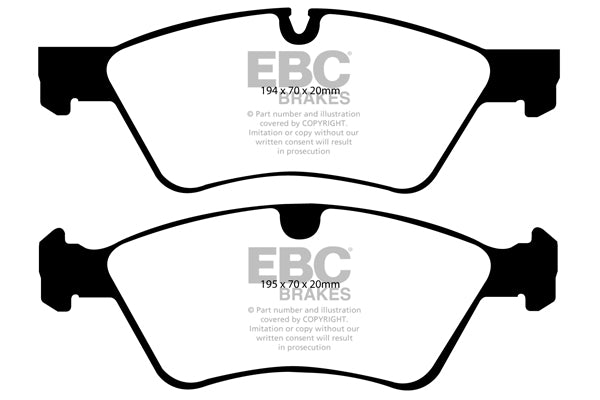 EBC Mercedes-Benz W203 CLC203 C209 Yellowstuff 4000 Series Front Sport Brake Pads & Premium OE Replacement Drilled Discs Kit - Brembo Caliper (Inc. E230, E300, E320 & E350) | ML Performance UK