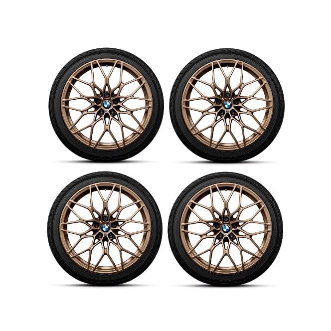 Genuine BMW G80 G82 M Performance Forged Cross-spoke 1000M Frozen Gold Bronze 20"/21" Wheels with Summer Tyres (M3, M3 Competition, M4 & M4 Competition) - ML Performance UK