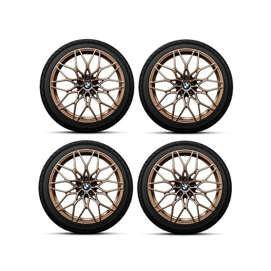 Genuine BMW G80 G82 M Performance Forged Cross-spoke 1000M Frozen Gold Bronze 20"/21" Wheels with Summer Tyres (M3, M3 Competition, M4 & M4 Competition) - ML Performance UK