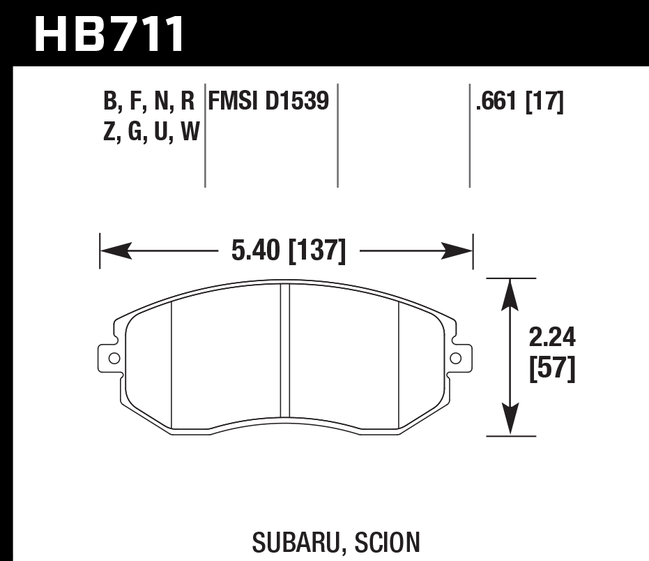 Hawk Performance HB711F.661 HPS Brake Pads Front