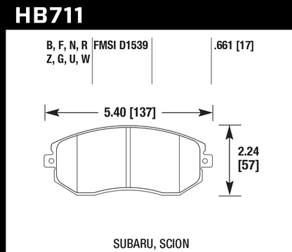Hawk Performance HB711F.661 HPS Brake Pads Front