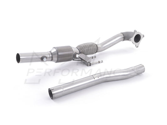 MillTek Audi VW Large Bore Cast Downpipe with Race Cat - For Milltek Cat-back (Inc. 8P A3, S3 & MK5, MK6 Golf GTI) - ML Performance UK
