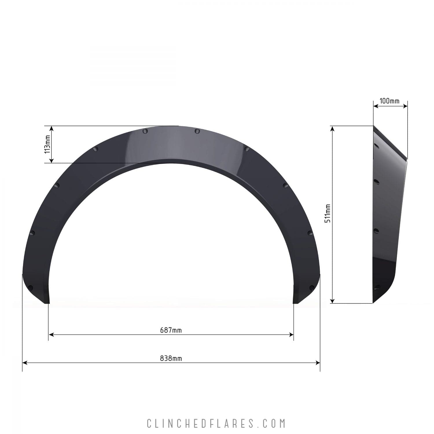 Clinched “Muscle” 10cm (3.9”) Fender Flares