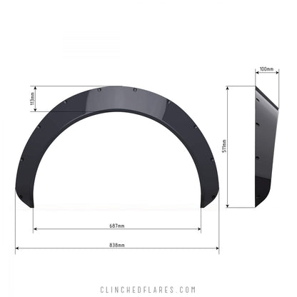 Clinched “Muscle” 10cm (3.9”) Fender Flares