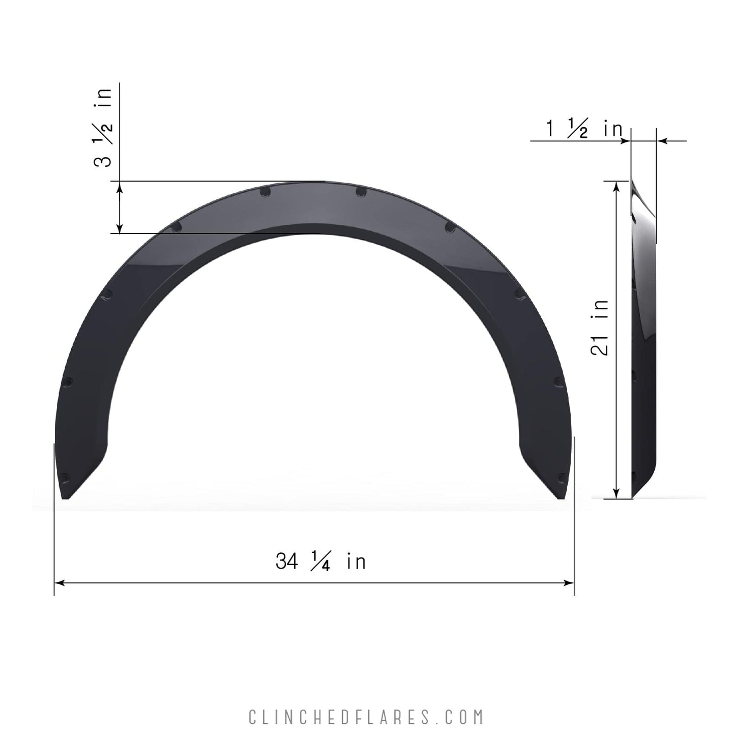 Clinched “New School” 4cm (1.6″) Fender Flares