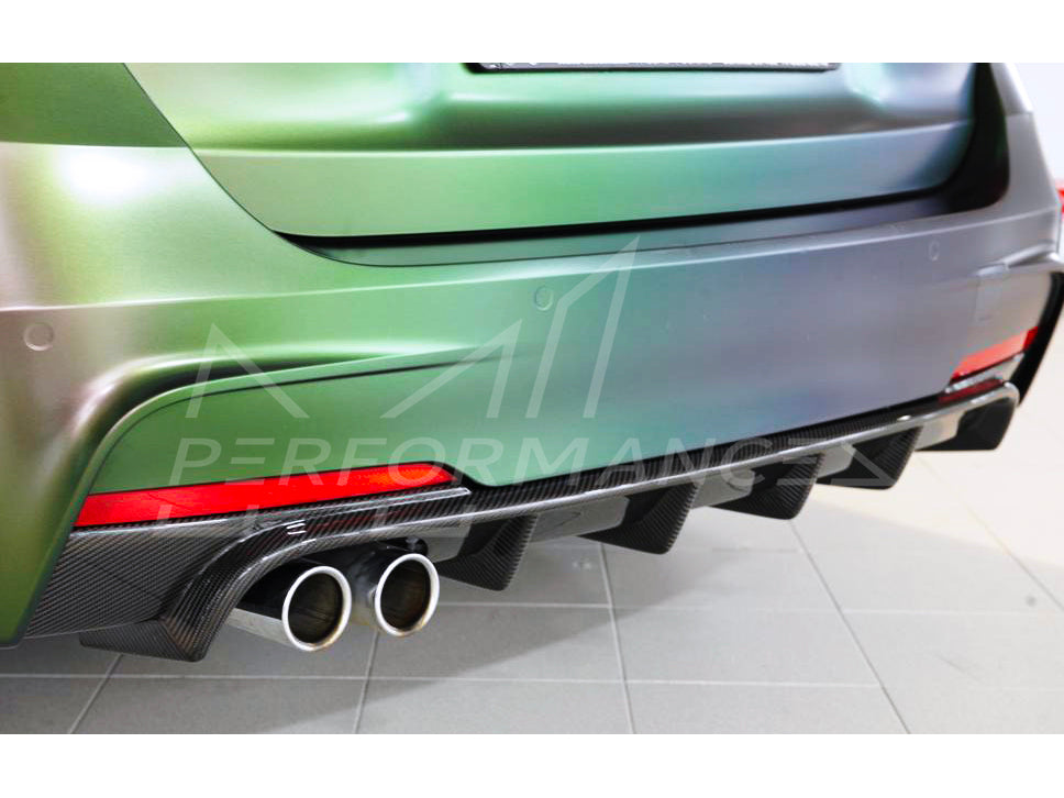 Rieger BMW 3 Series F30 F31 M-Series Rear Diffuser for Original Twin Tailpipe Left (Inc. 320i, 335i & 340i) - Carbon-Look