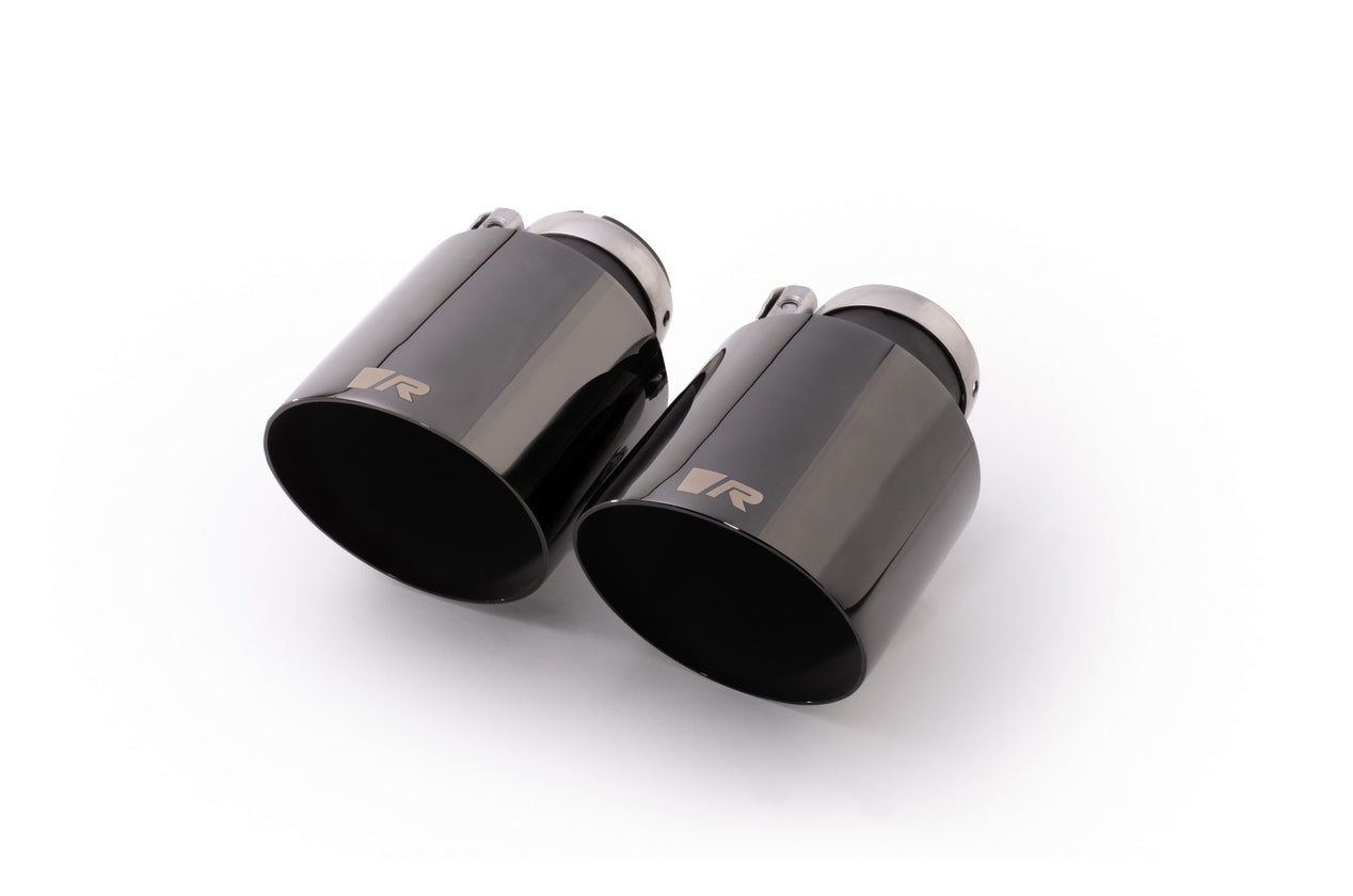 Remus 102mm Angled Straight Cut Glossy Black Tailpipes Pair - ML Performance UK