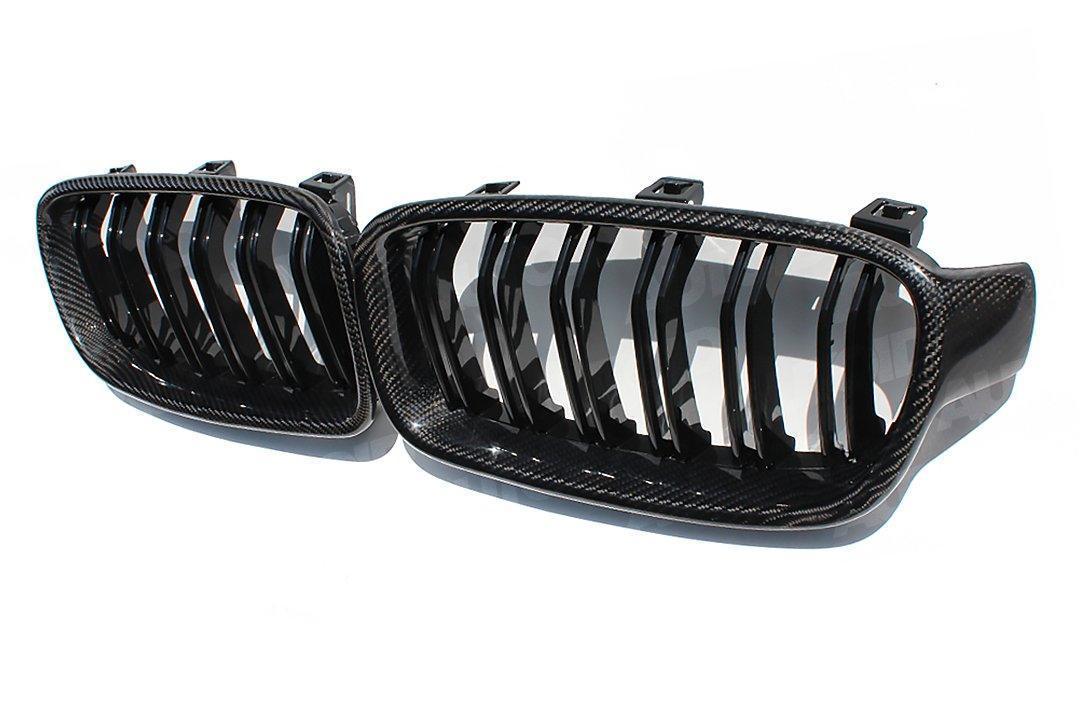 AUTOID BMW F30 F31 Carbon Fibre Double Slat Kidney Grilles (Inc. 318i, 325d, 330i & 340i) - ML Performance UK