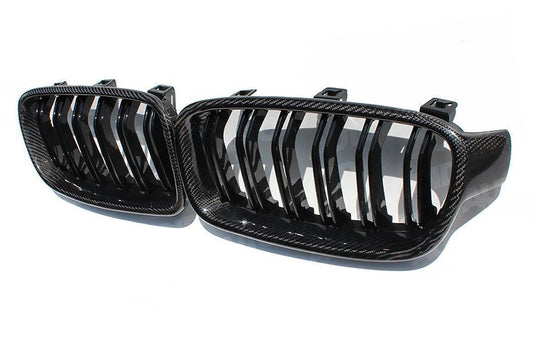 AUTOID BMW F30 F31 Carbon Fibre Double Slat Kidney Grilles (Inc. 318i, 325d, 330i & 340i) - ML Performance UK