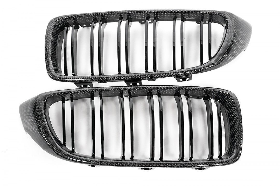 AUTOID BMW F32 F80 F82 F83 Carbon Fibre Double Slat Kidney Grilles (Inc. 430i, 440i, M3 & M4) - ML Performance UK