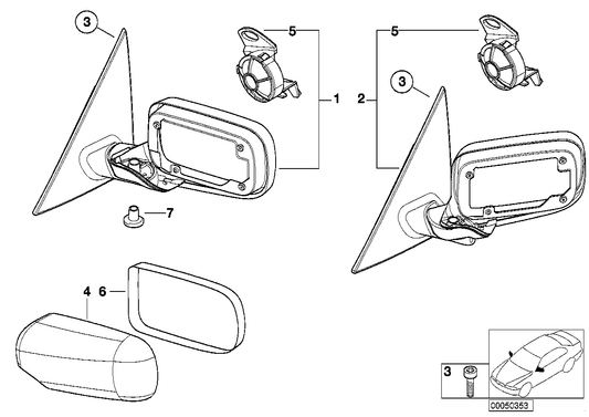 Genuine BMW 51167003440 E46 Outside Mirror Heated With Memory,Right (Inc. 320d, 325xi & 316i) | ML Performance UK UK Car Parts