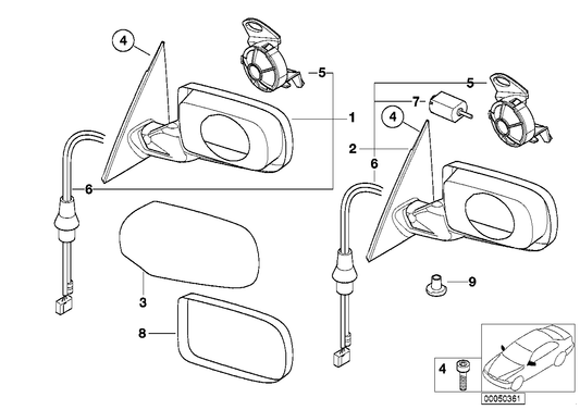 Genuine BMW 51167890829 E46 Heated Outside Mirror, Left GLANZSCHWARZ (Inc. 320d, 318i & 325i) | ML Performance UK UK Car Parts