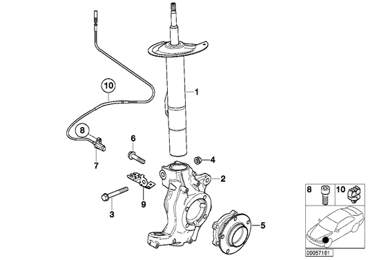 Genuine BMW 31318022559 E52 Left Front Spring Strut (Inc. Alpina V8)