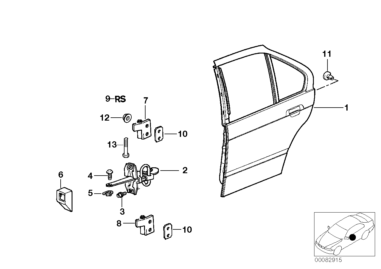 Genuine BMW 41528135509 E36 Left Upper Rear Door Hinge (Inc. 318is, 320i & 325i) | ML Performance UK UK Car Parts