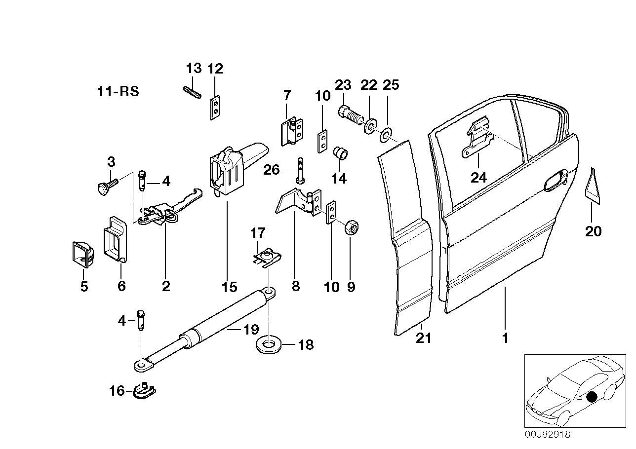 Genuine BMW 51228193448 E39 Rear Door Brake (Inc. 530i, 525i & 535i) | ML Performance UK Car Parts