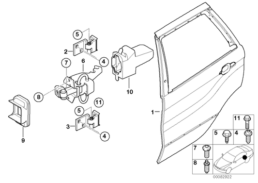 Genuine BMW 41528269839 E53 Left Upper Rear Door Hinge (Inc. X5) | ML Performance UK UK Car Parts