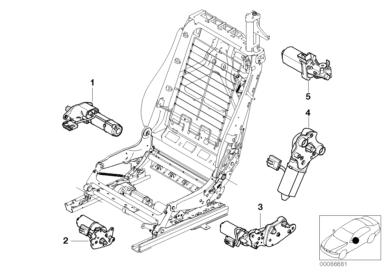 Genuine BMW 67668267404 E46 E64 Actuator, Backrest Adjustment Right (Inc. 635d, 630i & 330Ci) | ML Performance UK UK Car Parts