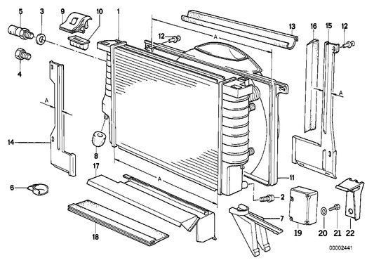 Genuine BMW 17111712365 E34 E32 Radiator With Transmission Oil Cooler A=550mm (Inc. 535i, 735iL & 530i) | ML Performance UK UK Car Parts