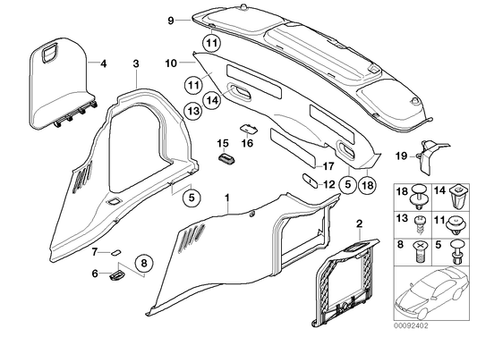 Genuine BMW 51478243119 E66 Left Trunk Trim BASALTGRAU HELL (Inc. 760Li, 745Li & 730Li) | ML Performance UK UK Car Parts