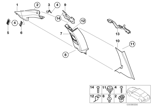Genuine BMW 51437007808 E46 Right Column A Cover ANTHRAZIT (Inc. 318ti, 320td & 325ti) | ML Performance UK UK Car Parts