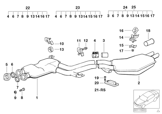 Genuine BMW 18101705760 E34 Rear Muffler (Inc. 525i & 525ix) | ML Performance UK UK Car Parts