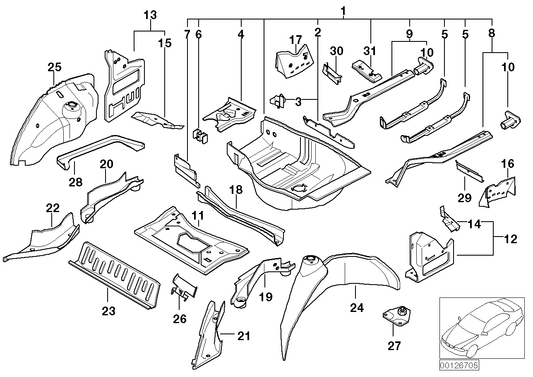 Genuine BMW 41127044079 E66 E65 E67 Cross Member, Trunk Floor Rear (Inc. 760i, 745i & Alpina B7) | ML Performance UK UK Car Parts