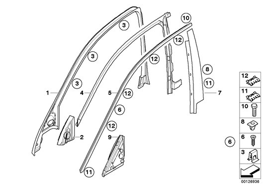Genuine BMW 51337897668 E60 E61 Finisher Window Frame Top Fr Door GLANZSCHWARZ (Inc. 525i, 530xi & 523i) | ML Performance UK UK Car Parts