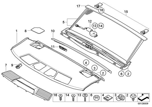 Genuine BMW 51467032055 E65 E66 Rear Window Shelf FLANELLGRAU (Inc. 745Li, 750Li & 730i) | ML Performance UK UK Car Parts