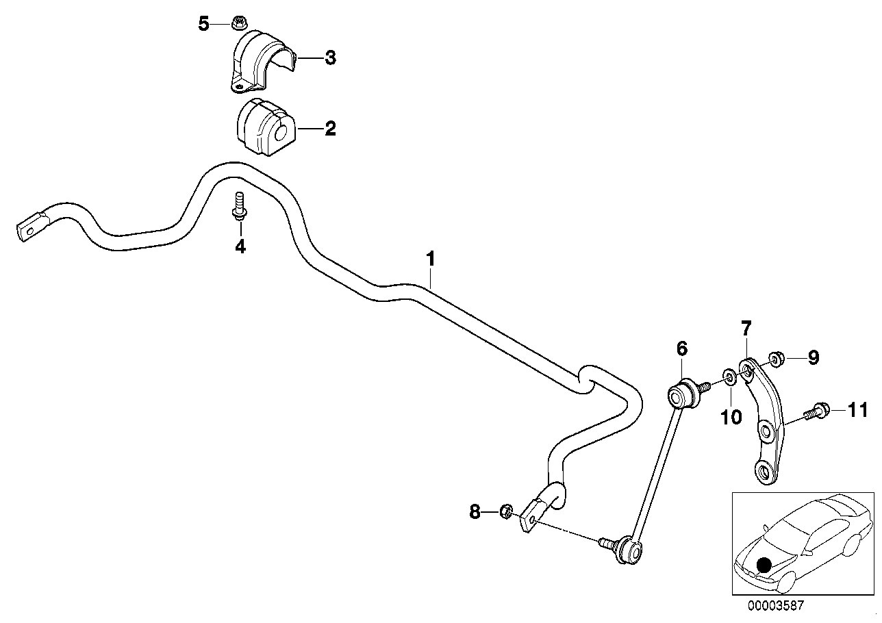 Genuine BMW 31351093793 E39 Stabilizer, Front D=24,5mm (Inc. 535i & 540i) | ML Performance UK UK Car Parts