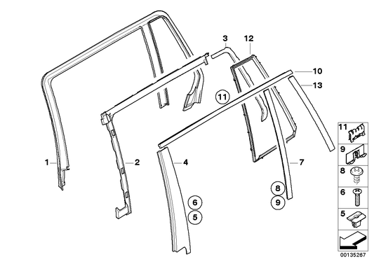 Genuine BMW 51357044180 E61 Frame For Fixed Side Window, Right (Inc. 520d, 525d & 530d) | ML Performance UK UK Car Parts