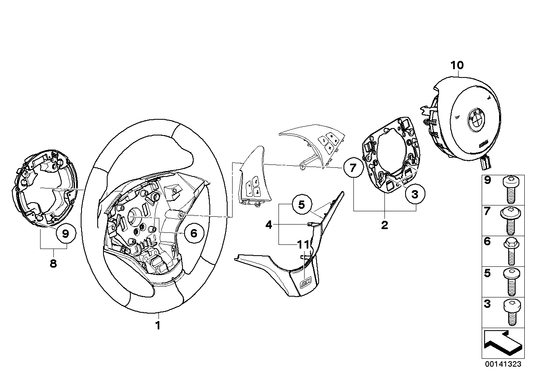 Genuine BMW 32342283935 E60 E61 E63 M Sports Steer.-Wheel,Airb.,Leath.,Smg SCHWARZ (Inc. M5 & M6)