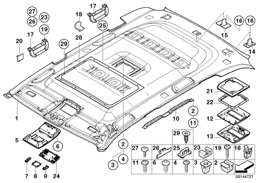 Genuine BMW 51448258043 E53 Cover, Console, Head Lining, Rear HELLGRAU (Inc. X5) | ML Performance UK UK Car Parts