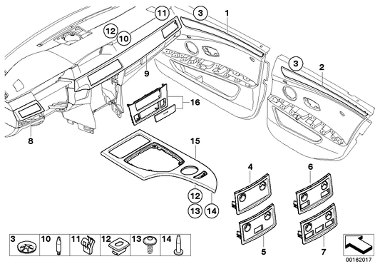 Genuine BMW 51456989862 E60 E61 Bambus Wooden Strip,Instrum.Panel Right ANTHRAZIT (Inc. 525i, 530xd & 540i) | ML Performance UK UK Car Parts