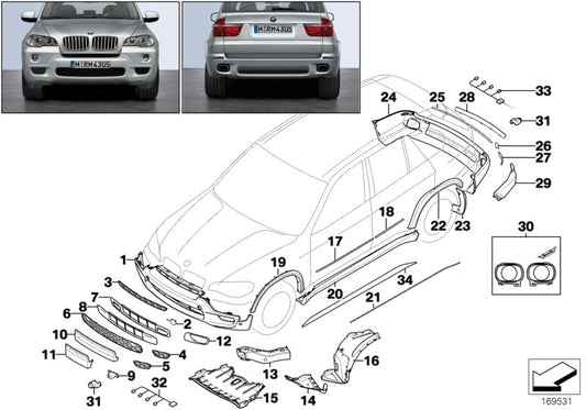 Genuine BMW 51718046306 E70 Wheel Arch Cover, Front Section, Rgt Frt M (Inc. X5) | ML Performance UK UK Car Parts