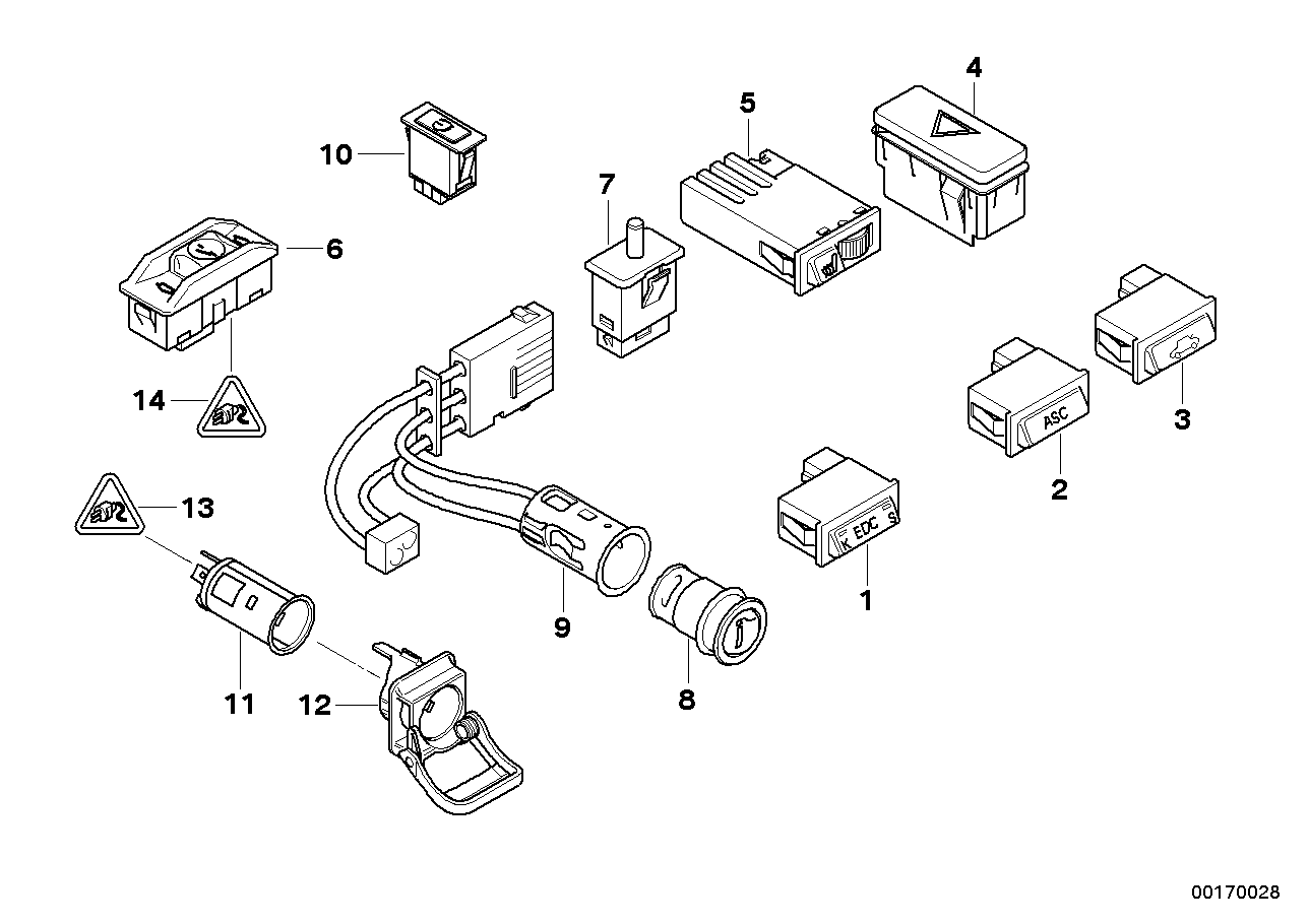 Genuine BMW 61318352259 E39 E38 Seat Heating Switch (Inc. 535i, 728i & 750i) | ML Performance UK UK Car Parts