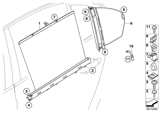 Genuine BMW 51359122635 E60 Roller Sun Screen,Triangular Window Left SCHWARZ (Inc. 523i, 530d & 530i) | ML Performance UK UK Car Parts