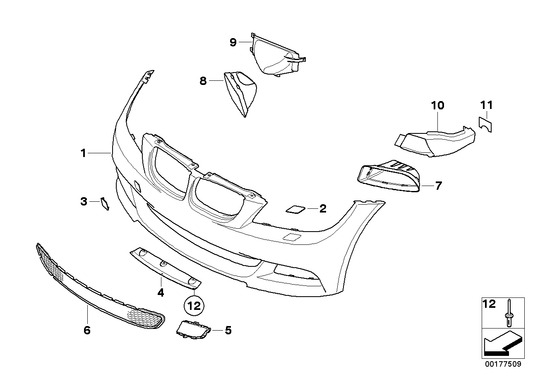 Genuine BMW 51112150361 E90 E91 TriCover, Grill, Bumper, Center Left (Inc. 318i, 328i & 320d ed) | ML Performance UK UK Car Parts