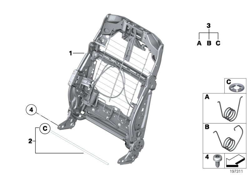 Genuine BMW 52109144893 Backrest Frame, Base Seat (Inc. Hybrid 5, 523i & 530d) | ML Performance UK UK Car Parts