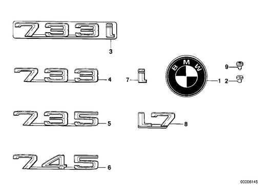 Genuine BMW 51141920781 E23 Emblem Adhered Rear "733" (Inc. 733i) | ML Performance UK UK Car Parts