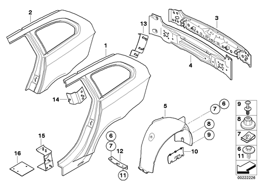 Genuine BMW 41217275582 E61 Reinforcement Plate, C-Pillar, Left (Inc. M5, 530i & 525xi) | ML Performance UK UK Car Parts