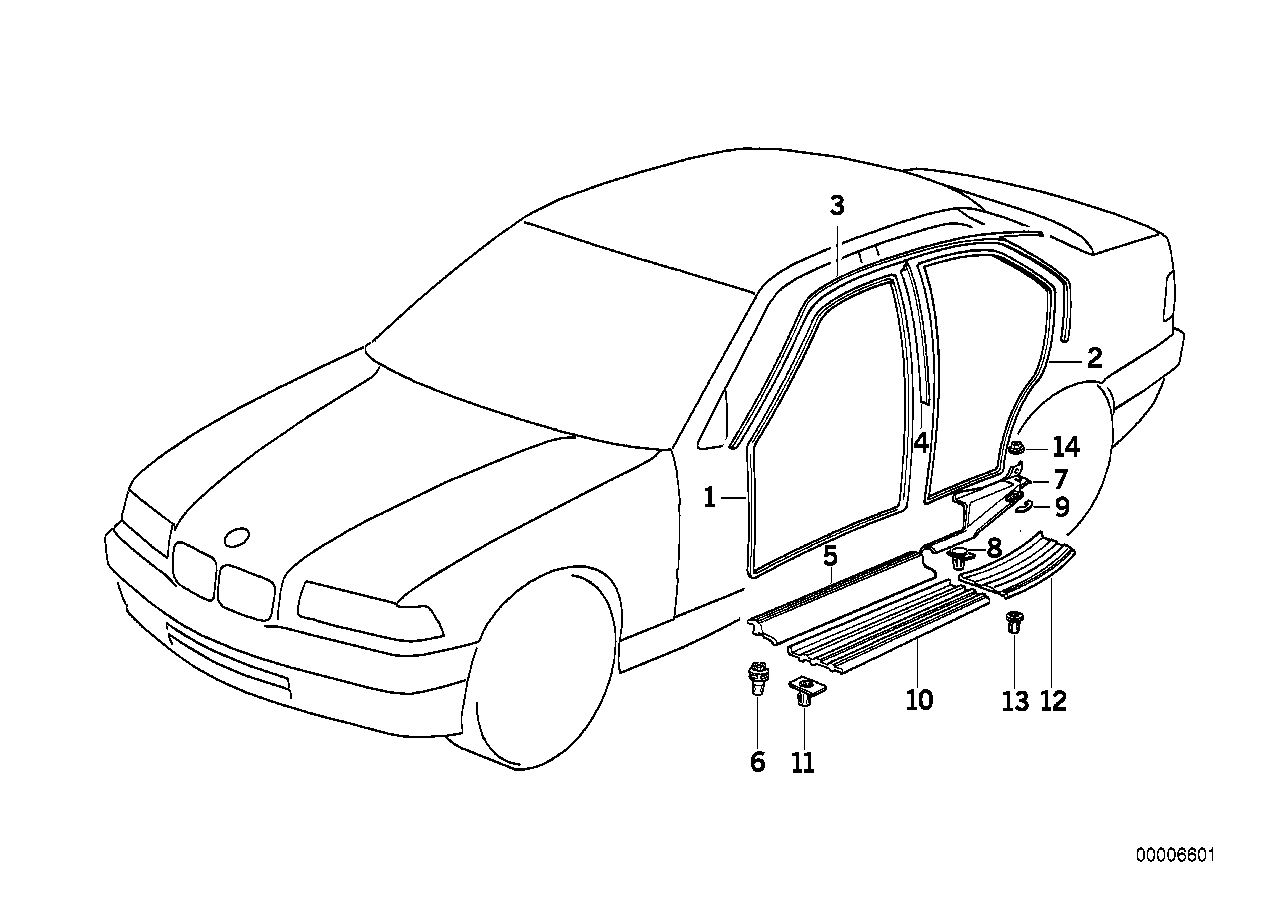 Genuine BMW 51478130055 E36 Sill Strip Rear Left SILBERGR.DUNKEL (Inc. 325i, 318i & 316i) | ML Performance UK UK Car Parts
