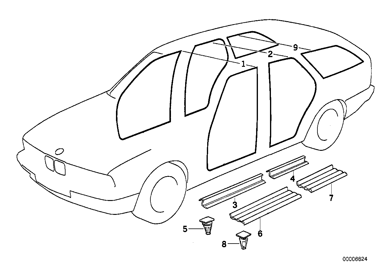 Genuine BMW 51478137318 E34 Sill Strip Rear Right SILBERGRAU (Inc. 525i, 520i & 535i) | ML Performance UK Car Parts