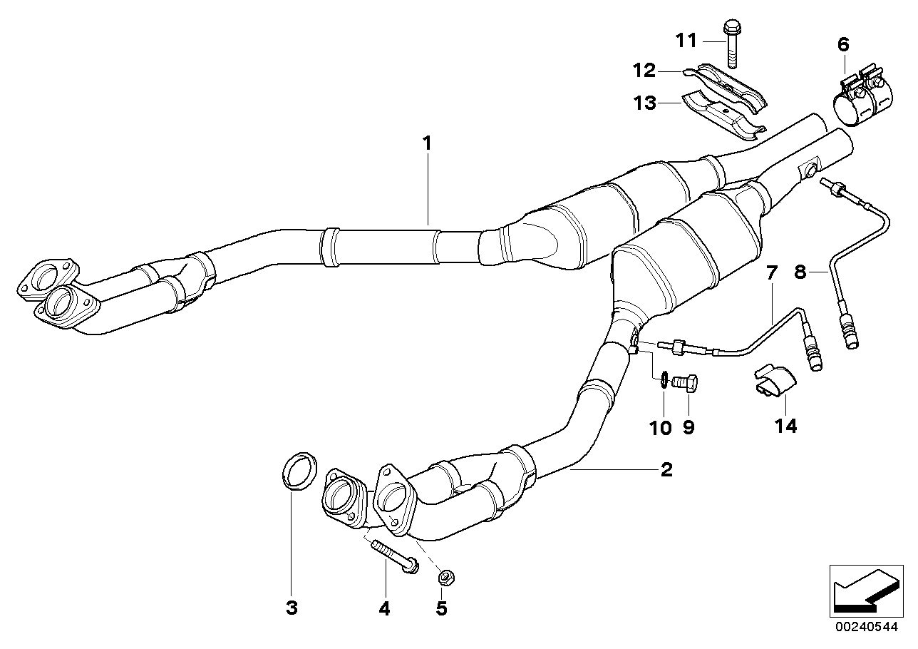 Genuine BMW 18307505319 E39 E38 Rp-Exhaust Pipe Catalytic Conv. Cyl. 5-8 ZYL.5-8 (Inc. 535i, 540i & 735iL) | ML Performance UK UK Car Parts