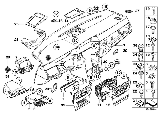 Genuine BMW 51457063148 E60 E61 Cover, Dashboard, Center BEIGE (Inc. 530xd, 523i & 530xi) | ML Performance UK UK Car Parts