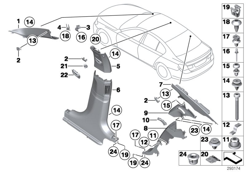 Genuine BMW 51437903787 Trim, C-Pillar, Upper, Left ANTHRAZIT (Inc. 750LiX 4.0, Alpina B7L & 740Li) | ML Performance UK UK Car Parts