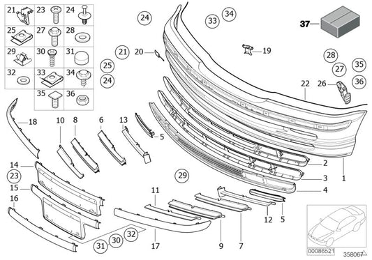 Genuine BMW 51118192875 E46 Grid SCHWARZ MATT (Inc. 328i, 325xi & 320i) | ML Performance UK UK Car Parts