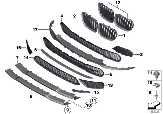 Genuine BMW 51112993307 E84 Grille, Front, Left HIGH (Inc. X1) | ML Performance UK UK Car Parts