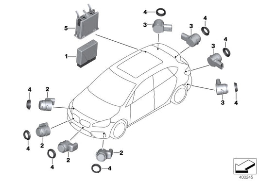 Genuine BMW 66209359090 F46 G11 G31 Ultrasonic Sensor, Kashmir Silver WA72 (Inc. 750LiX 4.4, M760LiX & 216i) | ML Performance UK UK Car Parts
