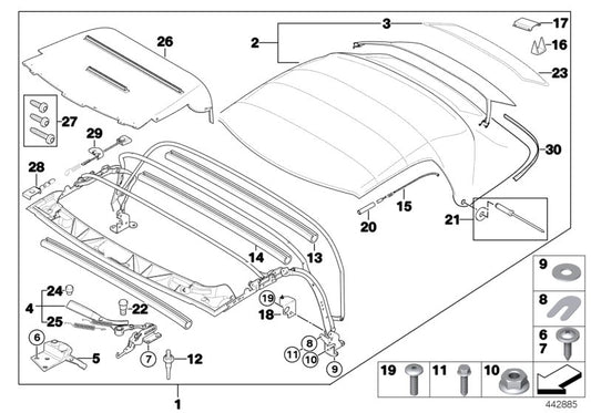 Genuine BMW 54318411128 E36 Right Folding Top Lock SCHWARZ (Inc. Z3 2.2i, Z3 2.8 & Z3 1.8) | ML Performance UK UK Car Parts